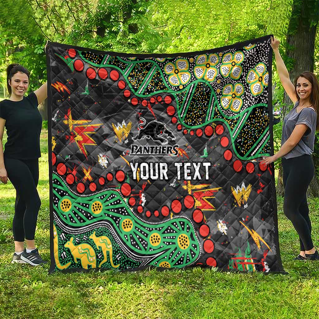 Personalized Penrith Panthers Quilt Aboriginal Pattern with Graffiti Style Design