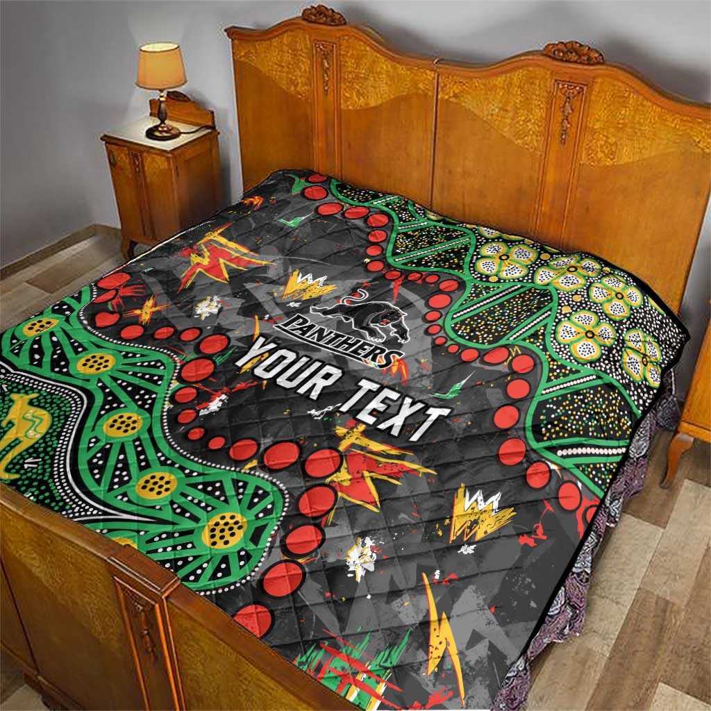 Personalized Penrith Panthers Quilt Aboriginal Pattern with Graffiti Style Design