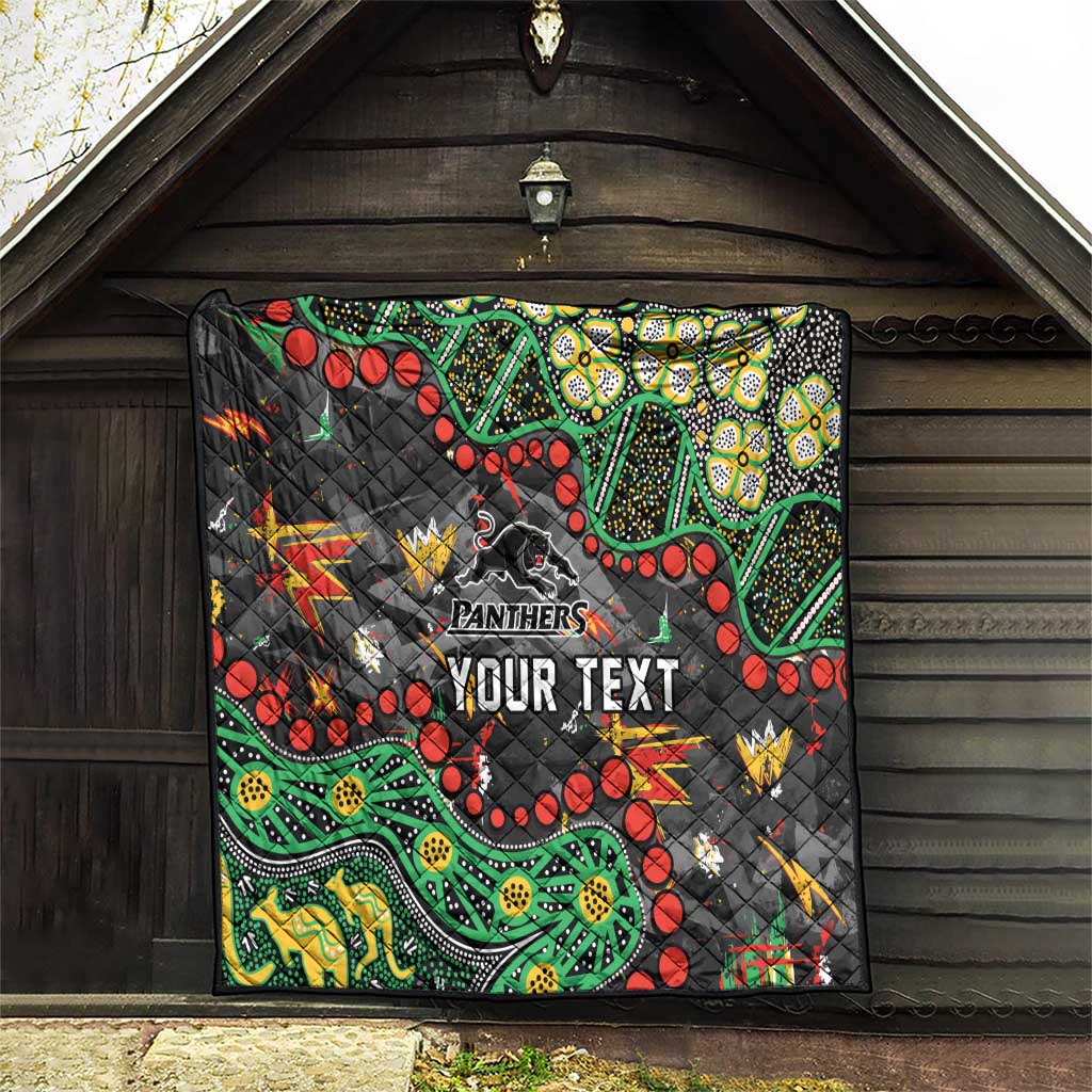 Personalized Penrith Panthers Quilt Aboriginal Pattern with Graffiti Style Design