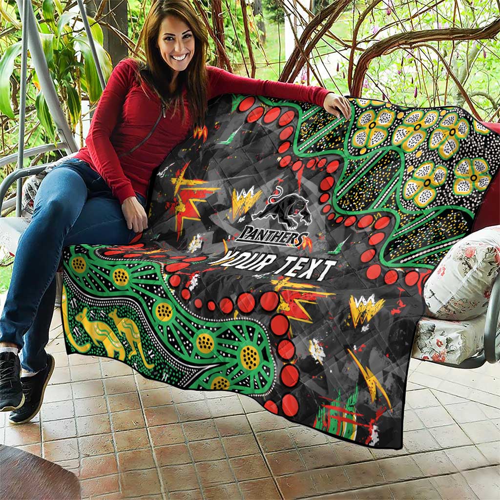 Personalized Penrith Panthers Quilt Aboriginal Pattern with Graffiti Style Design