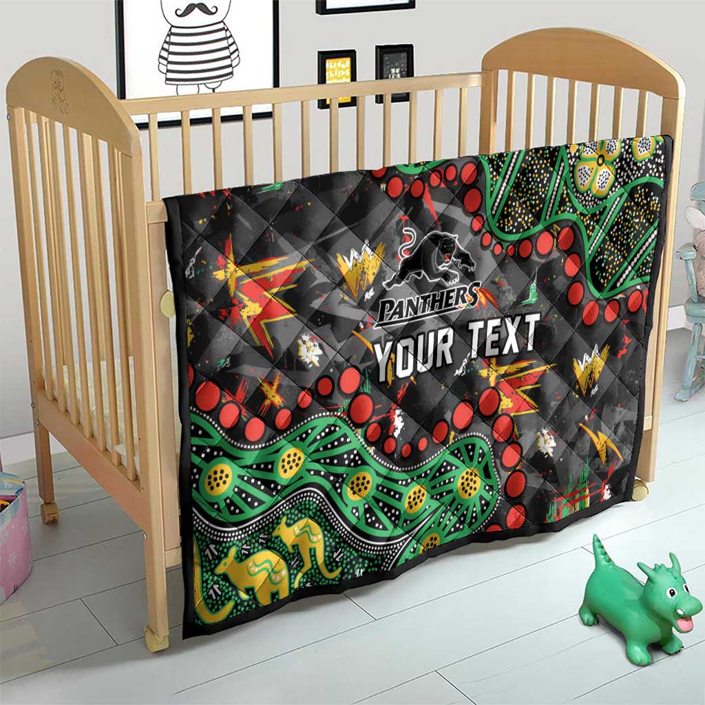 Personalized Penrith Panthers Quilt Aboriginal Pattern with Graffiti Style Design