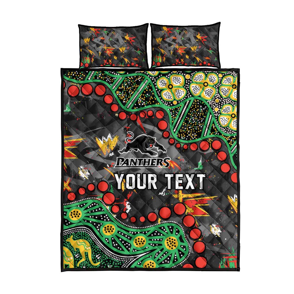 Personalized Penrith Panthers Quilt Bed Set Aboriginal Pattern with Graffiti Style Design