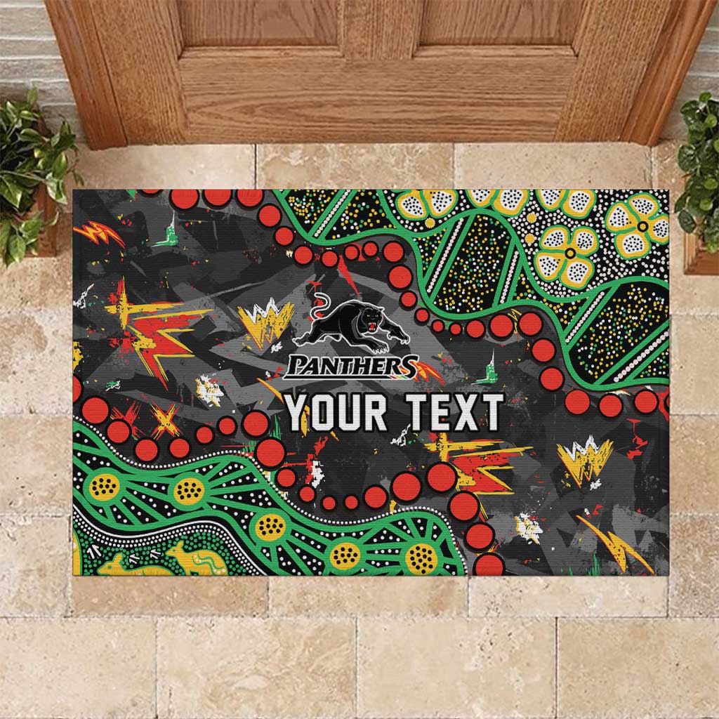 Personalized Penrith Panthers Rubber Doormat Aboriginal Pattern with Graffiti Style Design