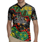 Personalized Penrith Panthers Rugby Jersey Aboriginal Pattern with Graffiti Style Design