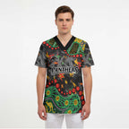 Personalized Penrith Panthers Scrub Top Aboriginal Pattern with Graffiti Style Design