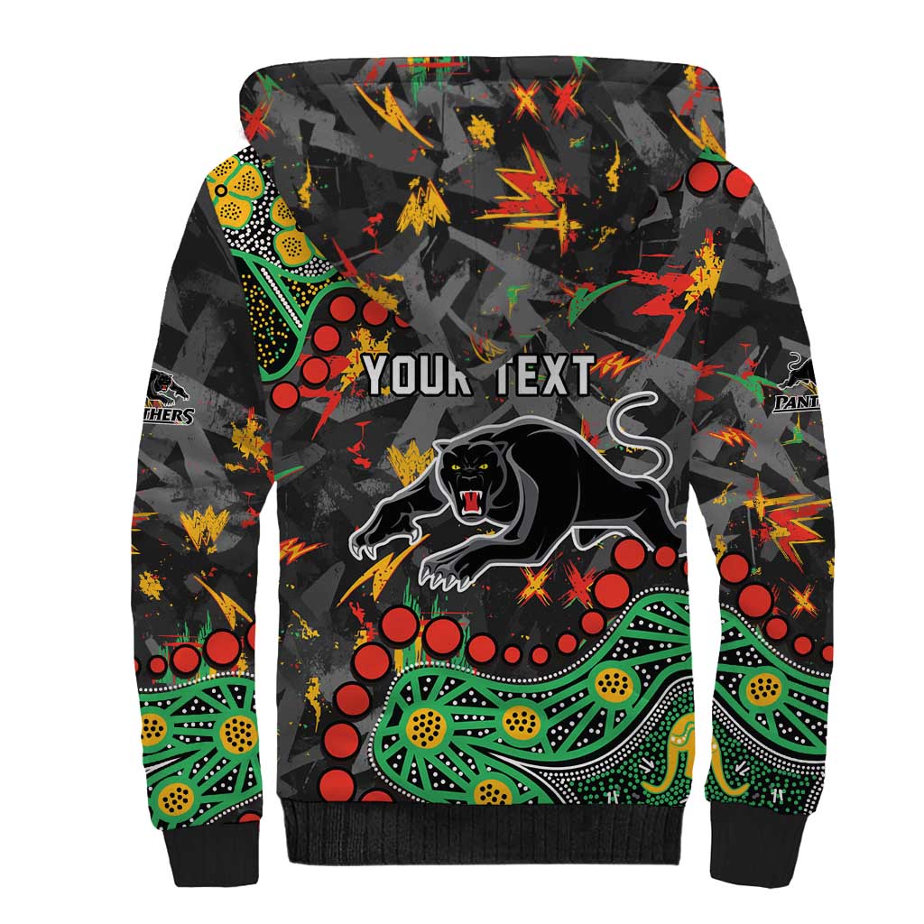 Personalized Penrith Panthers Sherpa Hoodie Aboriginal Pattern with Graffiti Style Design