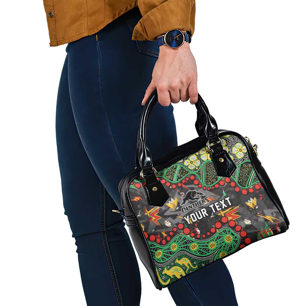 Personalized Penrith Panthers Shoulder Handbag Aboriginal Pattern with Graffiti Style Design
