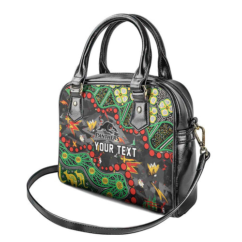 Personalized Penrith Panthers Shoulder Handbag Aboriginal Pattern with Graffiti Style Design