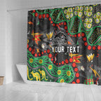 Personalized Penrith Panthers Shower Curtain Aboriginal Pattern with Graffiti Style Design