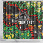 Personalized Penrith Panthers Shower Curtain Aboriginal Pattern with Graffiti Style Design