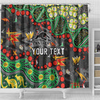 Personalized Penrith Panthers Shower Curtain Aboriginal Pattern with Graffiti Style Design