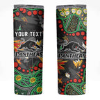 Personalized Penrith Panthers Skinny Tumbler Aboriginal Pattern with Graffiti Style Design