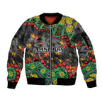 Personalized Penrith Panthers Sleeve Zip Bomber Jacket Aboriginal Pattern with Graffiti Style Design