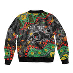 Personalized Penrith Panthers Sleeve Zip Bomber Jacket Aboriginal Pattern with Graffiti Style Design