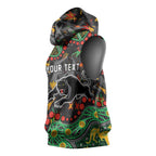 Personalized Penrith Panthers Sleeveless Hoodie Aboriginal Pattern with Graffiti Style Design