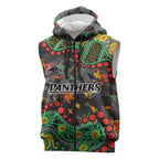 Personalized Penrith Panthers Sleeveless Zip Hoodie Aboriginal Pattern with Graffiti Style Design