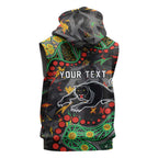 Personalized Penrith Panthers Sleeveless Zip Hoodie Aboriginal Pattern with Graffiti Style Design