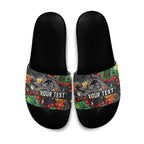 Personalized Penrith Panthers Slide Sandals Aboriginal Pattern with Graffiti Style Design