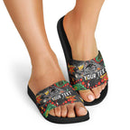 Personalized Penrith Panthers Slide Sandals Aboriginal Pattern with Graffiti Style Design