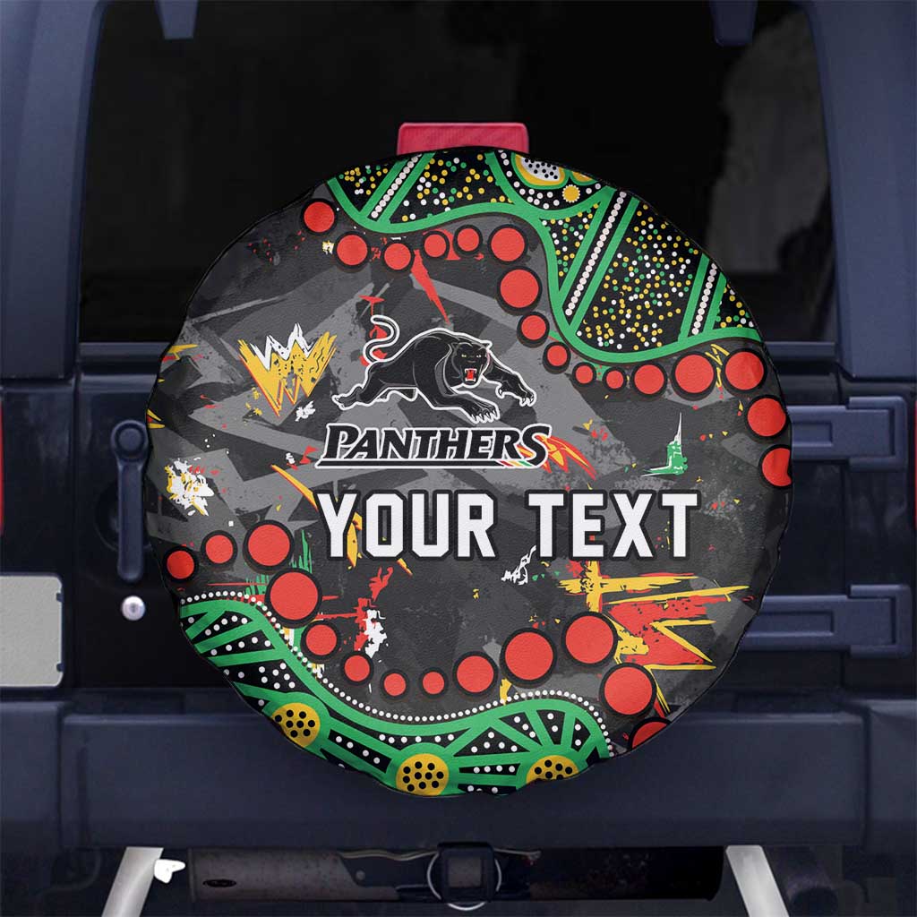 Personalized Penrith Panthers Spare Tire Cover Aboriginal Pattern with Graffiti Style Design