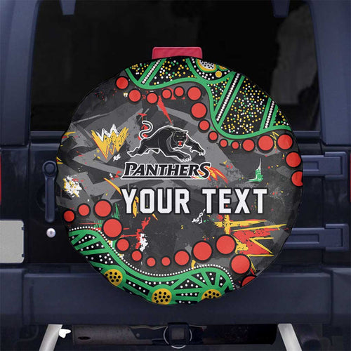 Personalized Penrith Panthers Spare Tire Cover Aboriginal Pattern with Graffiti Style Design