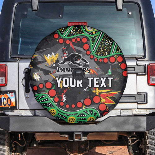 Personalized Penrith Panthers Spare Tire Cover Aboriginal Pattern with Graffiti Style Design