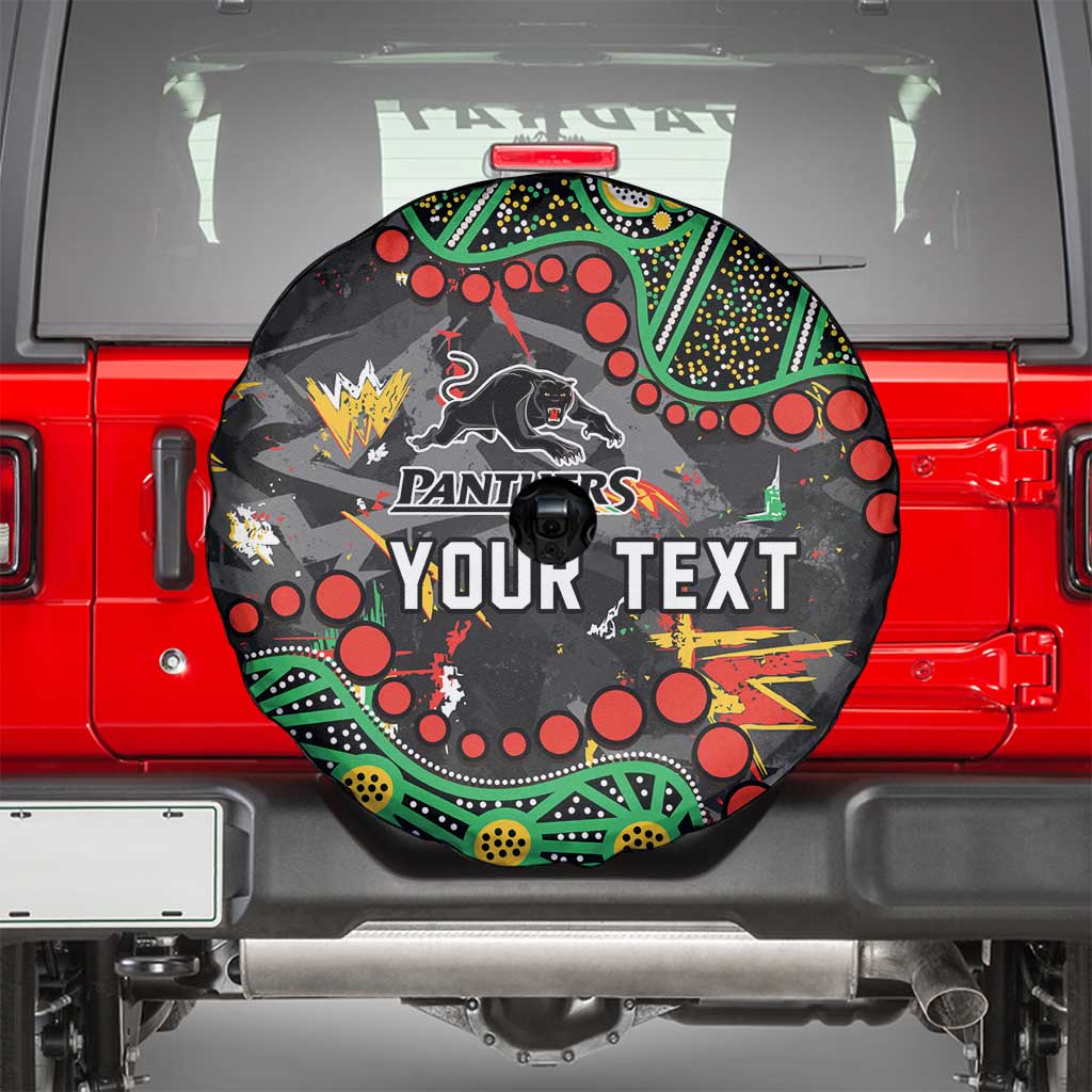 Personalized Penrith Panthers Spare Tire Cover Aboriginal Pattern with Graffiti Style Design