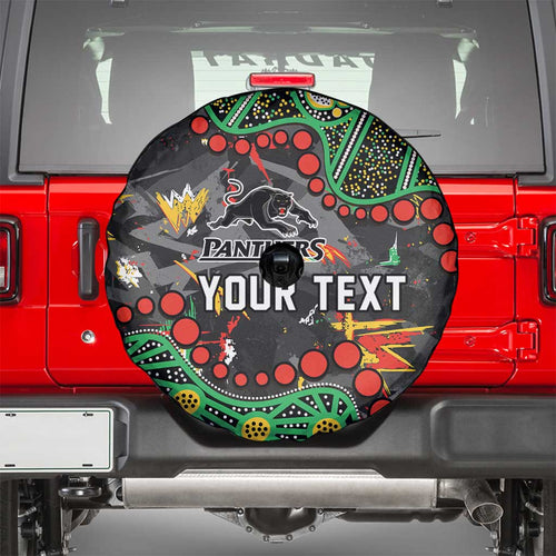 Personalized Penrith Panthers Spare Tire Cover Aboriginal Pattern with Graffiti Style Design