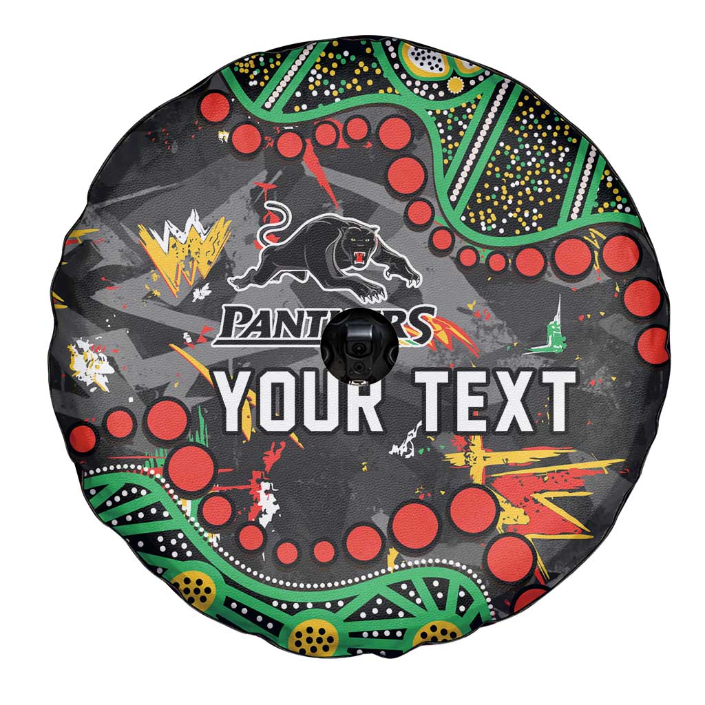 Personalized Penrith Panthers Spare Tire Cover Aboriginal Pattern with Graffiti Style Design