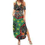 Personalized Penrith Panthers Summer Maxi Dress Aboriginal Pattern with Graffiti Style Design
