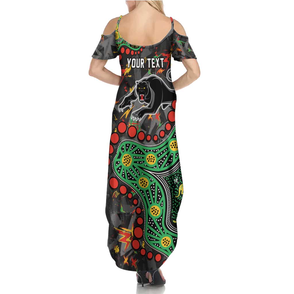 Personalized Penrith Panthers Summer Maxi Dress Aboriginal Pattern with Graffiti Style Design