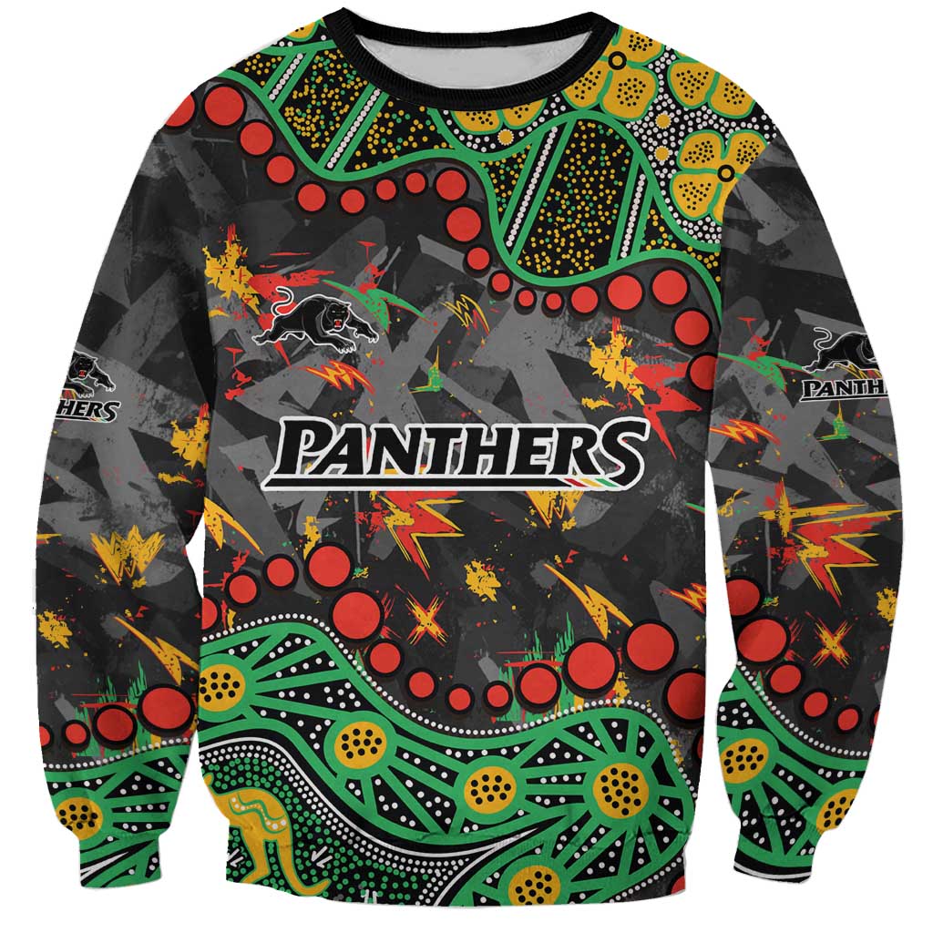 Personalized Penrith Panthers Sweatshirt Aboriginal Pattern with Graffiti Style Design
