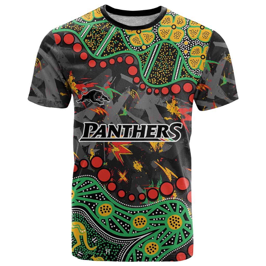 Personalized Penrith Panthers T Shirt Aboriginal Pattern with Graffiti Style Design