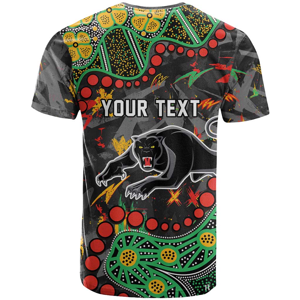 Personalized Penrith Panthers T Shirt Aboriginal Pattern with Graffiti Style Design