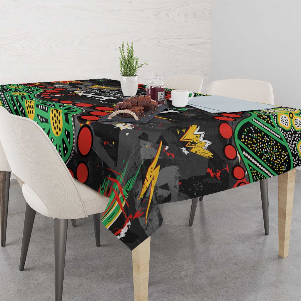 Personalized Penrith Panthers Tablecloth Aboriginal Pattern with Graffiti Style Design