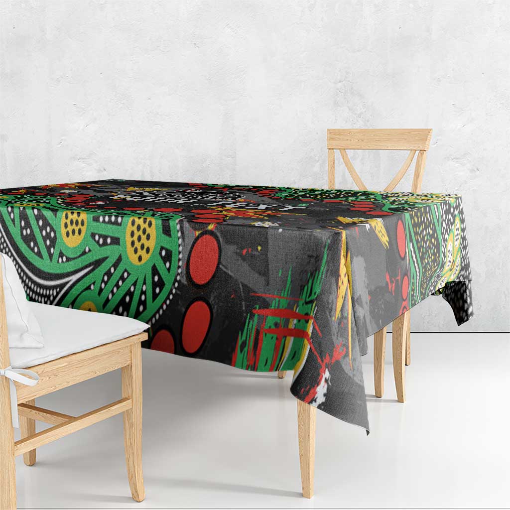Personalized Penrith Panthers Tablecloth Aboriginal Pattern with Graffiti Style Design