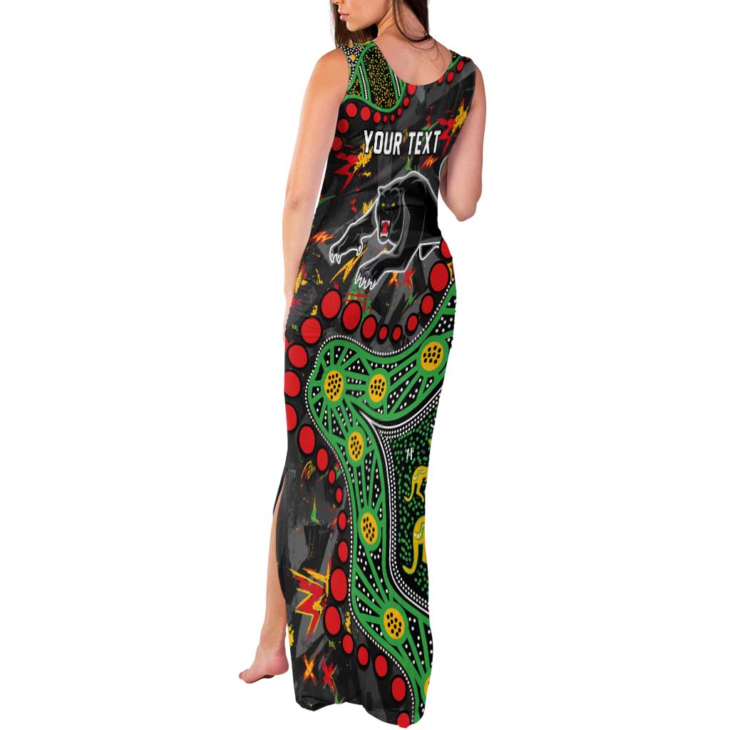 Personalized Penrith Panthers Tank Maxi Dress Aboriginal Pattern with Graffiti Style Design