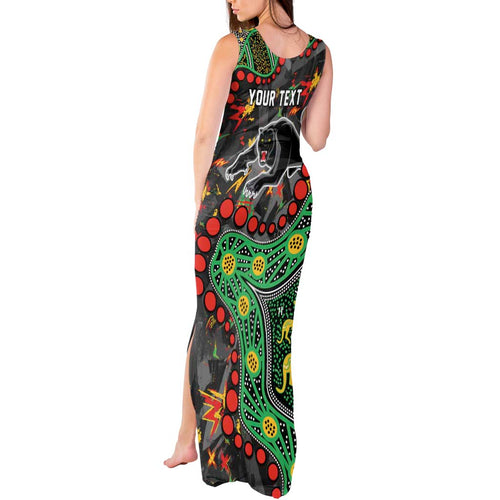 Personalized Penrith Panthers Tank Maxi Dress Aboriginal Pattern with Graffiti Style Design