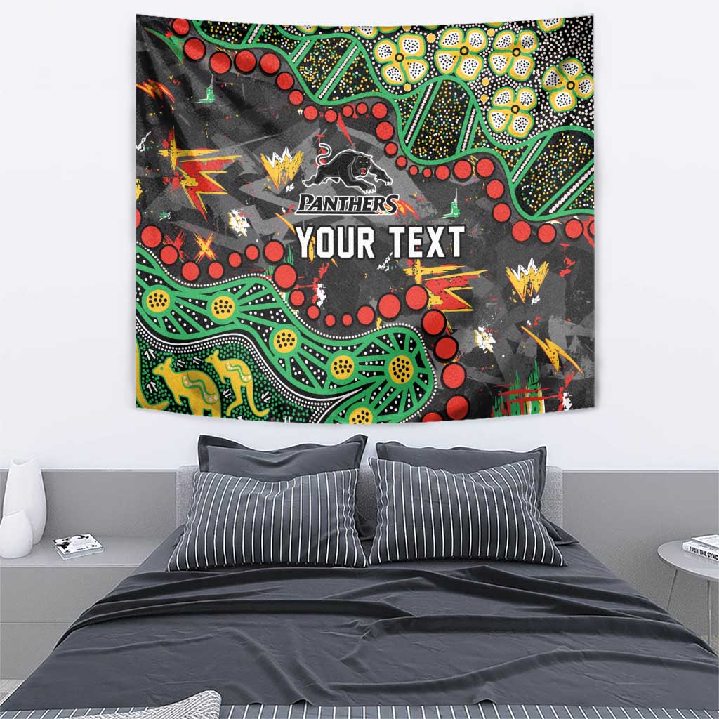 Personalized Penrith Panthers Tapestry Aboriginal Pattern with Graffiti Style Design