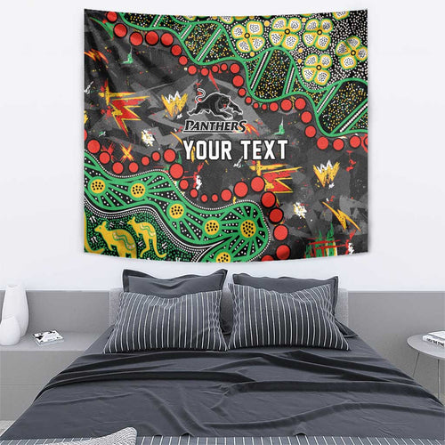 Personalized Penrith Panthers Tapestry Aboriginal Pattern with Graffiti Style Design