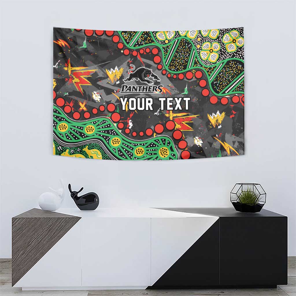 Personalized Penrith Panthers Tapestry Aboriginal Pattern with Graffiti Style Design
