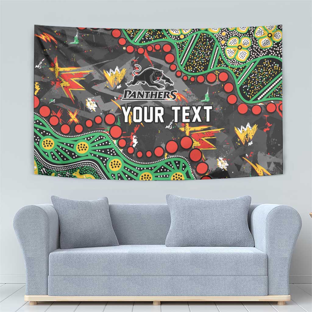 Personalized Penrith Panthers Tapestry Aboriginal Pattern with Graffiti Style Design