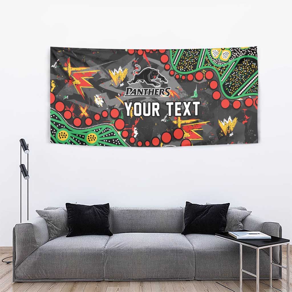 Personalized Penrith Panthers Tapestry Aboriginal Pattern with Graffiti Style Design
