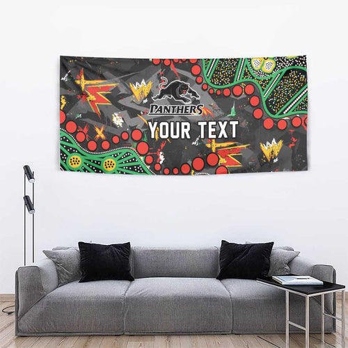 Personalized Penrith Panthers Tapestry Aboriginal Pattern with Graffiti Style Design