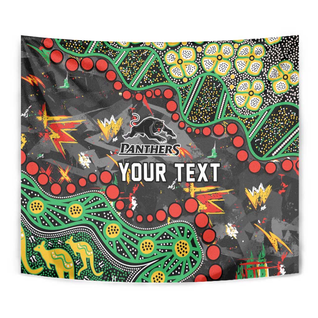 Personalized Penrith Panthers Tapestry Aboriginal Pattern with Graffiti Style Design