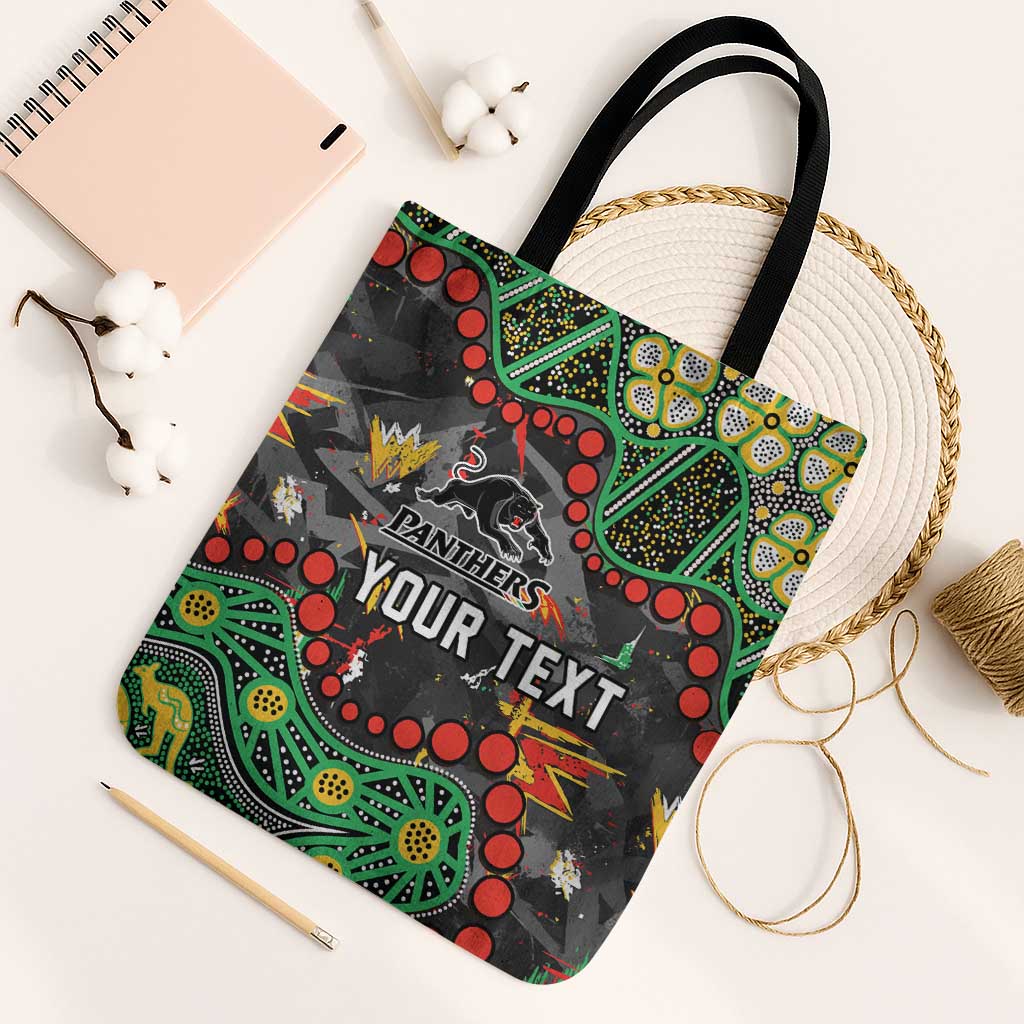 Personalized Penrith Panthers Tote Bag Aboriginal Pattern with Graffiti Style Design