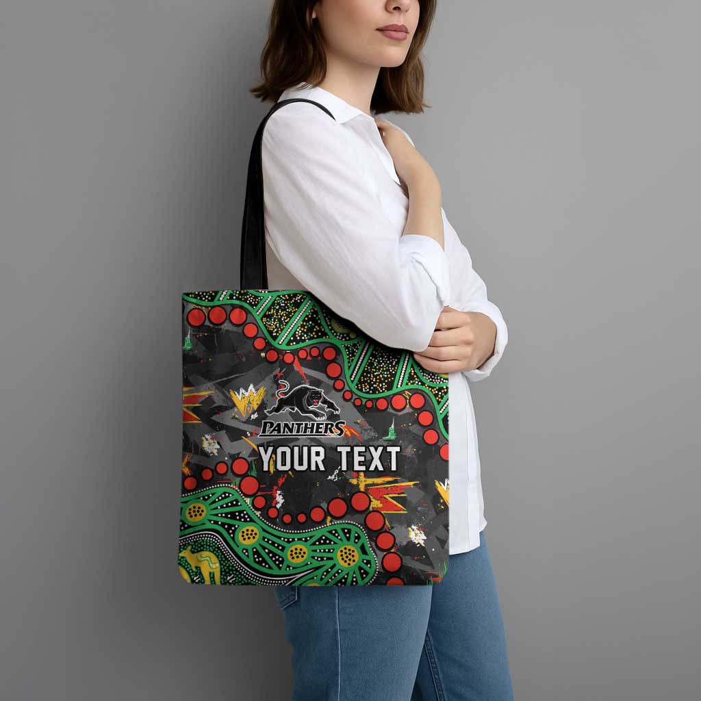 Personalized Penrith Panthers Tote Bag Aboriginal Pattern with Graffiti Style Design