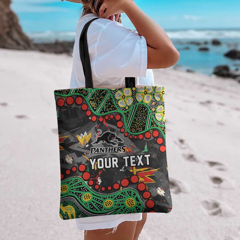 Personalized Penrith Panthers Tote Bag Aboriginal Pattern with Graffiti Style Design