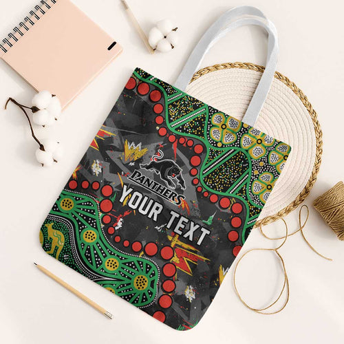 Personalized Penrith Panthers Tote Bag Aboriginal Pattern with Graffiti Style Design