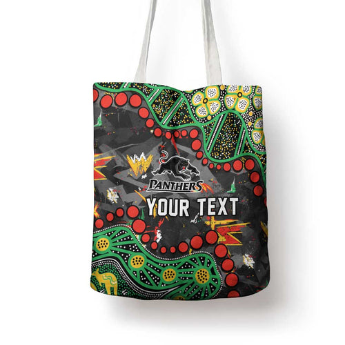 Personalized Penrith Panthers Tote Bag Aboriginal Pattern with Graffiti Style Design